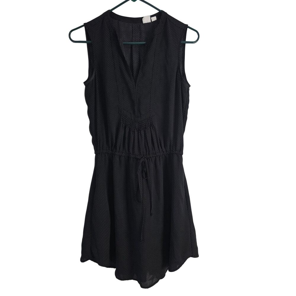Gap Polka Dot Dress XS Womens Black White‎ Coquette Sleeveless Midi V Neck